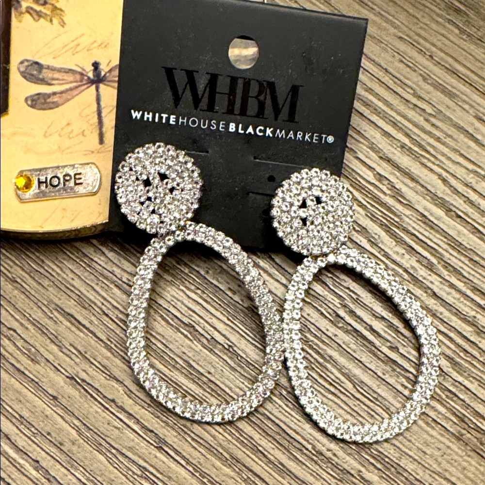 White House Black Market Sparkling Silver Hoop Earrings